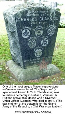 A 'Keystone' style gravestone in Rutland, Vermont